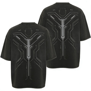 T-shirt <span class=keywords><strong>Tech</strong></span> Futuriste Homme Femme Oversize <span class=keywords><strong>Noir</strong></span> Coton Cyberpunk Mode Tendance Manches Courtes - Product Image 3