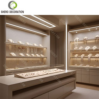 Boutique de bijoux en argent et diamants élégante, design d'intérieur 3D, comptoirs de présentation en verre trempé, salle d'exposition de montres