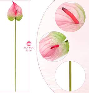 Venta al por Mayor de Fábrica, Flores Artificiales de Anturio con Tacto Real para Decoración del Hogar, Bodas, Fiestas, Acción de Gracias y Navidad - Product Image 2