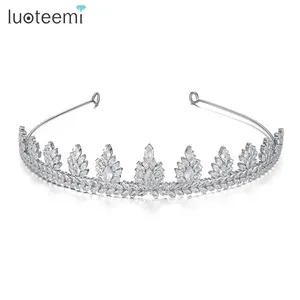 LUOTEEMI Elegante Braut Zirkon Krone Zubehör Cz Tiara für Festzug Hochzeit Haarschmuck