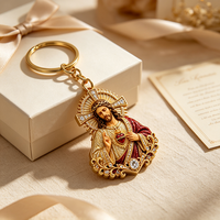 Porte-clés personnalisé 2026 en alliage de zinc, Cœur Sacré de Jésus, cadeau religieux simple face, vente en gros
