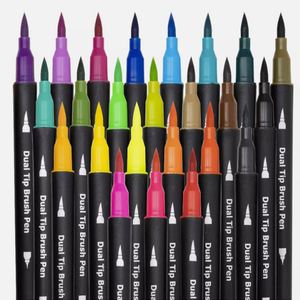 ปากกาหัวพู่กันสองหัว 24 สี พิมพ์โลโก้ได้ ขายส่งราคาถูก ชุดปากกาสีน้ำหัวพู่กันสองหัว ปากกามาร์คเกอร์สำหรับงานศิลปะ - Product Image 3