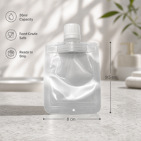 Prêt à expédier : Sachet réutilisable mini de 30 ml avec bec verseur et impression en héliogravure pour lotion cosmétique, recharge de voyage et échantillon liquide de bière
