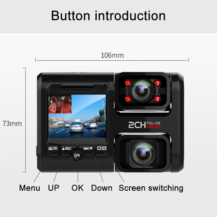 その他 Drive recorder dash camera Z30 Dual-Lens HD 1080P Car Dash Cam with Night Vision, 360-Degree