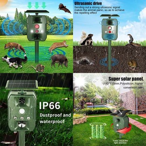 Ahuyentador de Aves y Animales con Energía Solar, Ultrasónico de Alta Potencia, Repelente de Ratones y Serpientes, IP66 Impermeable, Alerta de Voz LED para Perros/Gatos - Product Image 4