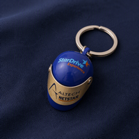 Porte-clés de casque de moto avec logo personnalisé, alliage de zinc, moulage 3D, plaqué or, porte-clés en métal