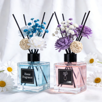 Lot de diffuseurs d'ambiance en roseaux naturels avec fleurs séchées, parfum d'intérieur, emballage personnalisé OEM pour collection de magasins de détail