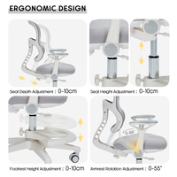 Chaise d'étude ergonomique pour enfants avec soutien lombaire, maille respirante, pivotante à 360°, coussin en PU et coton pour la maison, le bureau et la chambre d'enfant, OEM ODM