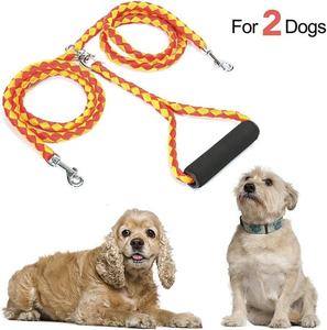 KingHon-<span class=keywords><strong>Laisse</strong></span> <span class=keywords><strong>double</strong></span> <span class=keywords><strong>pour</strong></span> la marche en plein air, 2 têtes tressées, corde <span class=keywords><strong>pour</strong></span> chiot, grand coupleur, <span class=keywords><strong>pour</strong></span> dresser deux chiens - Product Image 3