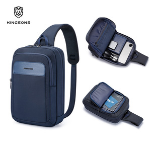 Kingsons Men's Crossbody <b>Bag</b> Vertical Square Blue Single Shoulder Business Travel <b>Tablet</b> <b>Bag</b> With Zipper Closure - Product Image 1