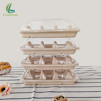 Plaques de plateau biodégradables recyclables 3 5 séparateurs Taco Holder Bagasse Stands Holds