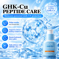 Vente en gros de crème solaire SPF 50 pour le visage, anti-rides, raffermissante, réparatrice, à base de peptides de cuivre GHK, marque privée, protection UV quotidienne