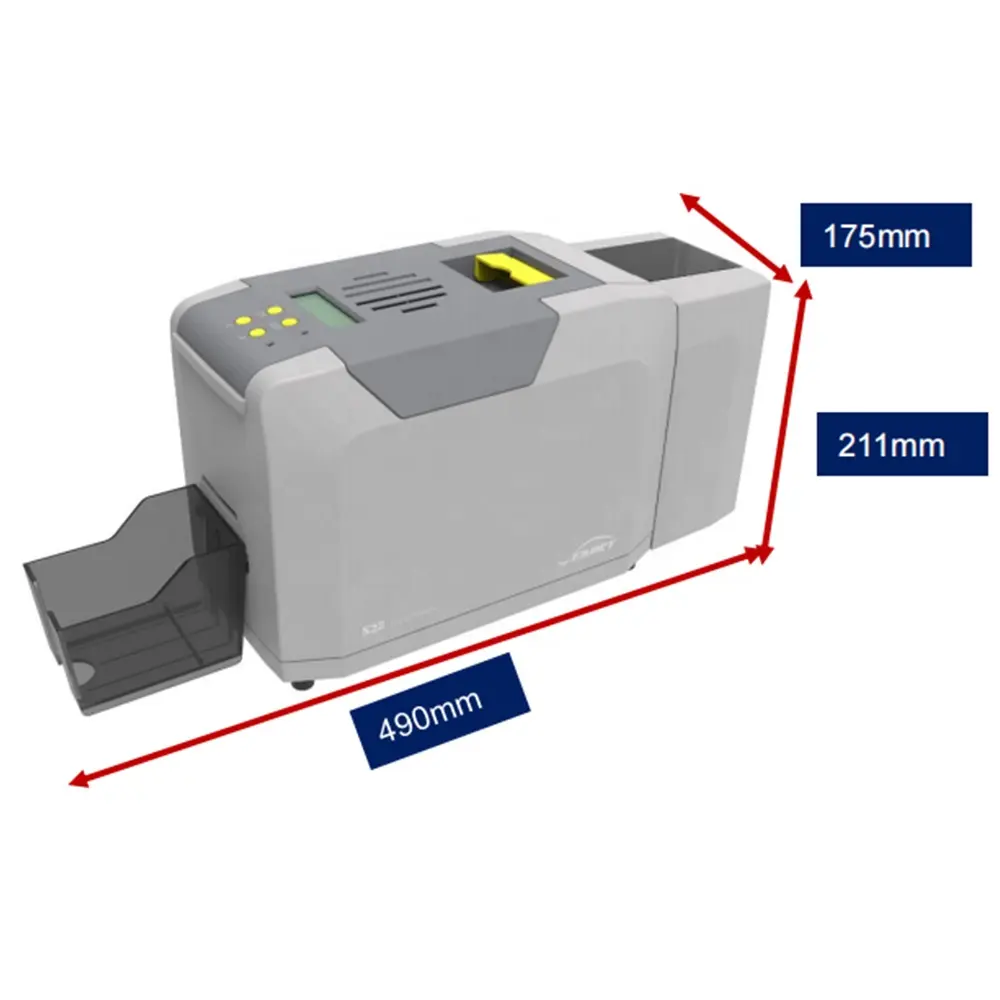 Impresora de tarjetas de PVC de escritorio DTC tipo S28 de 300 ppp x 1200 ppp para impresión de fotos de código de barras variable por lotes