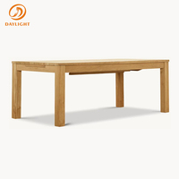 Table de salle à manger extérieure extensible en bois de teck, rectangulaire, avec plateau à feuilles papillon, en bois massif à lattes, pour patio et jardin