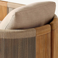Meubles de jardin de luxe au design moderne, en teck, résistants à l'eau, avec foyer extérieur, ensembles de canapés de jardin de luxe pour patio