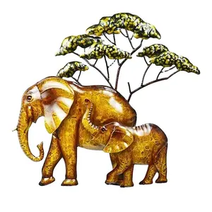 Decoração de parede de elefante africano, decoração de metal para casa e sala de estar