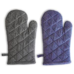 Ensemble de gants de four rayés imprimés, tablier en coton personnalisé et gants de four écologiques résistants à la chaleur - Product Image 1