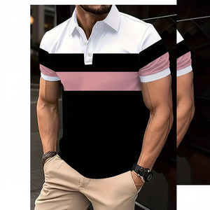 เสื้อโปโลแขนสั้นผู้ชาย, เสื้อยืดคอกลมแขนสั้นสำหรับกีฬากลางแจ้งเช่นกอล์ฟและเทนนิสแฟชั่น - Product Image 1