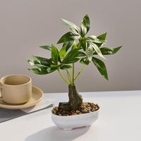 Plante artificielle en pot en forme de boule, en plastique, feuilles vertes, fleurs, légère, écologique, décoration de bureau pour l'intérieur