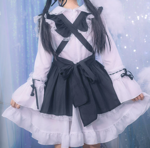 In <span class=keywords><strong>bianco</strong></span> <span class=keywords><strong>e</strong></span> <span class=keywords><strong>nero</strong></span> Gothic lolita costume della domestica di cosplay del vestito Lolita vestito gothic lolita dress - Product Image 5
