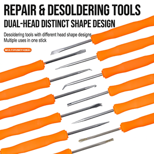 6 Pc Soldering Aid <b>Tool</b> <b>Set</b> Steel Electronic Repair Kit With Scraper Flat Tip Round Hook Tweezers And Brush For Circuit Board - Product Image 5
