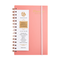 2024 gros haute qualité A5 spirale livres 100 feuilles mensuel prévu Journal avec couverture en cuir couture reliure Style imprimé