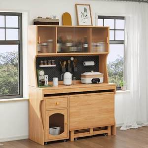 <span class=keywords><strong>Mesa</strong></span> de Comedor <span class=keywords><strong>Plegable</strong></span> de Diseño Nórdico para Apartamentos Pequeños, <span class=keywords><strong>Aparador</strong></span> de Madera Maciza con Gabinete de Almacenamiento Multifuncional Integrado en la Pared - Product Image 1