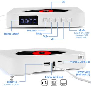 Nhà Máy Giá Xách Tay <span class=keywords><strong>Cd</strong></span> <span class=keywords><strong>Player</strong></span> Built-In HiFi FM Radio Treo Tường <span class=keywords><strong>Cd</strong></span> <span class=keywords><strong>Player</strong></span> BTH USB/TF/AUX Hiển Thị Home Âm Thanh Điều Khiển Từ Xa - Product Image 3