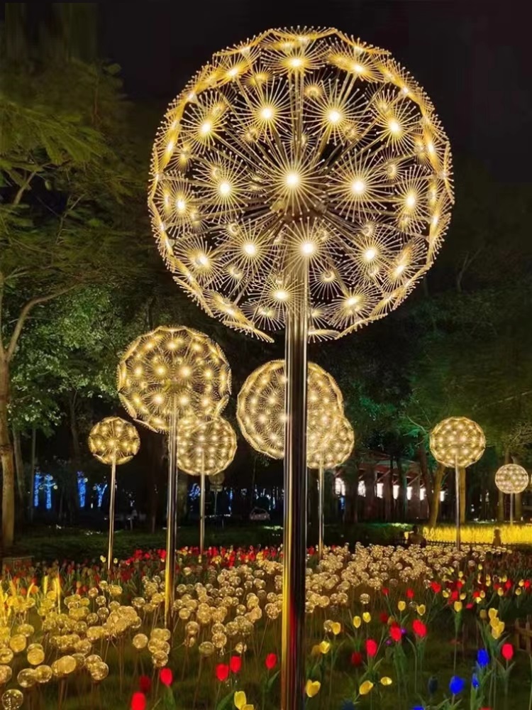 2026 New Fiber Optic Light Waterproof Rgb Led Dandelion Lights for Park Garden Lawn Commercial Landscape Decorative Light