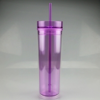 Gobelet à eau en plastique transparent avec paille, 16oz, style classique, pour l'été, nouvel arrivage, de qualité supérieure
