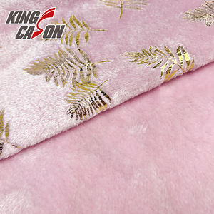 Vải Flannel Fleece <span class=keywords><strong>Jacquard</strong></span> Kingcason 100% Polyester, màu hồng, ép kim vàng, siêu mềm mại, dày dặn, ấm áp, nhanh khô, dùng may quần áo - Product Image 4