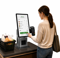Terminal de point de vente multifonctionnel à écran tactile FHD de 21,5 pouces, kiosque de commande en libre-service pour restaurant, magasin de détail