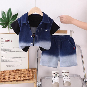 Vêtements pour enfants 2026 : Nouvelle collection tendance – Ensemble décontracté coréen en coton, <span class=keywords><strong>gilet</strong></span> à manches courtes et short, trois pièces pour bébé garçon - Product Image 3