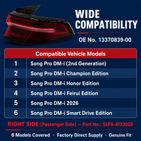 Feu arrière droit complet BYD Song Pro DM-i OE 13370839-00, lentille rouge 12V, modèle 2026