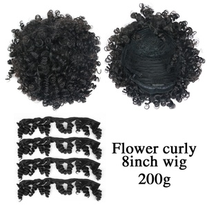วิกผมแท้แบบดิบ 12a Virgin Hair Super Double Drawn ทรง Flower Curl พร้อมหน้าม้าสั้น สำหรับผู้หญิงผิวสี - Product Image 5