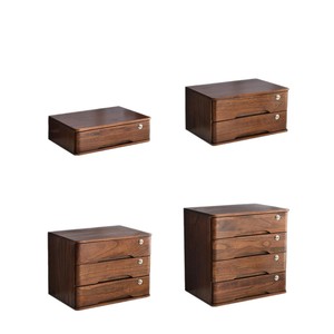 Solid Wood Desktop Storage <b>Box</b> With <b>Lock</b> Drawer Style Multi Layer Organizer Walnut Color Rectangle Standing Type - Product Image 5