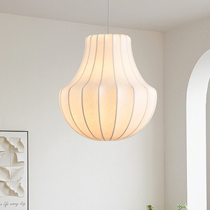 Ciondolo fatto a mano <span class=keywords><strong>Beige</strong></span> bianco tessuto di seta illuminazione a sospensione fatto a mano nordico <span class=keywords><strong>lampadario</strong></span> per la vendita singola lampada a sospensione - Product Image 5