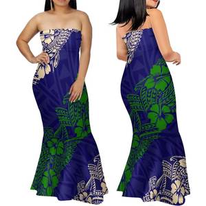 可持续波利尼西亚部落设计优雅的蓝色管顶鱼尾连衣裙夏威夷8XL防静电美人鱼俱乐部连衣裙 - Product Image 2