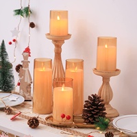 Vente chaude scintillant alimenté par batterie fenêtre lumière sans flamme LED gris or verre pilier bougie décoration de noël anniversaires