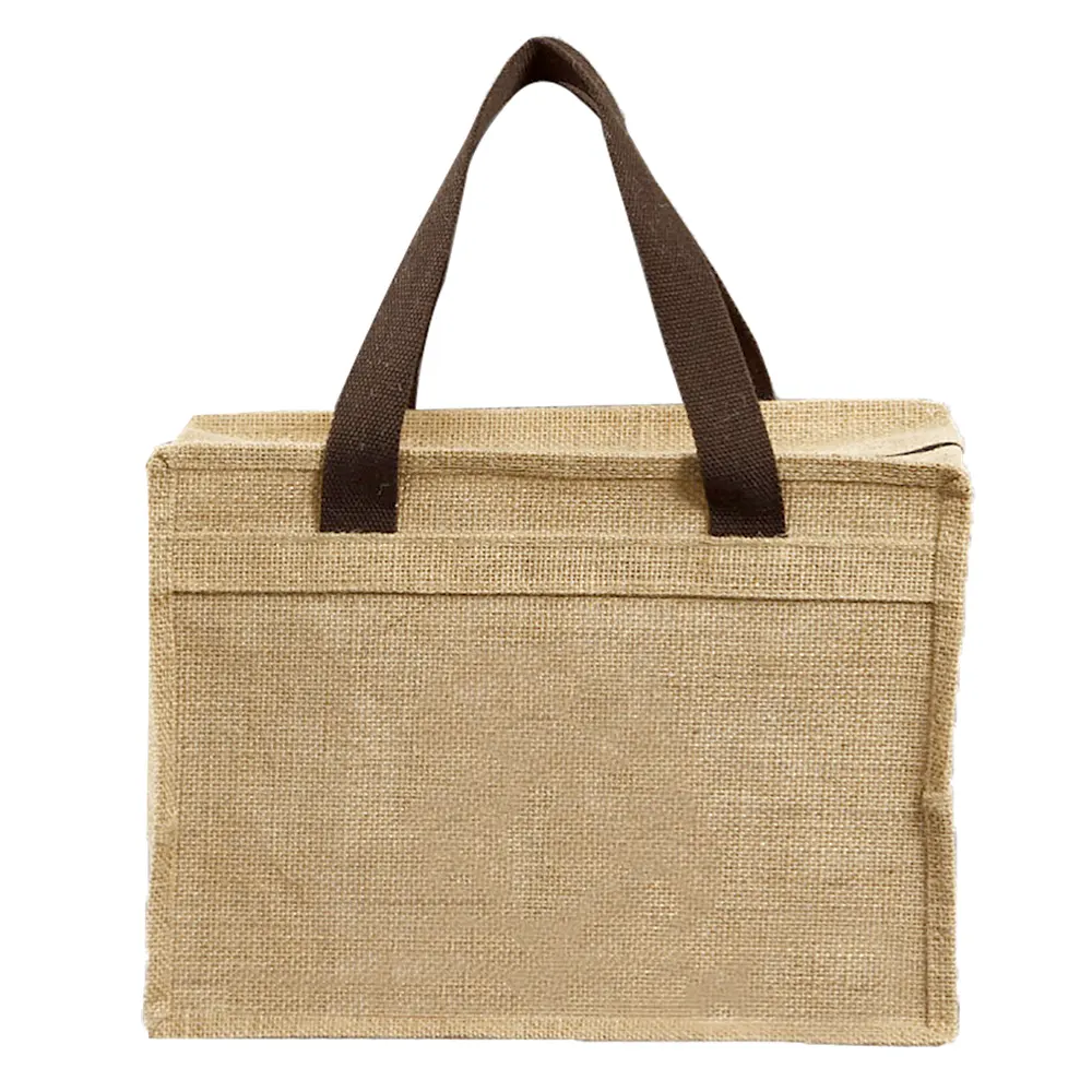 Logo Printed Custom Jute Tote Shopping Bag Eco Friendly Natural Burlap Grocery Beach Bag