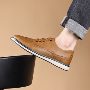 Chaussures habillées décontractées en PU grande taille pour hommes, respirantes, à lacets, imperméables, pour printemps, été, automne, hiver, design léger et plat - Product Image 2