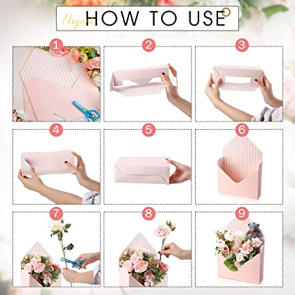 10 Pcs Florist Bouquet Envelope Boxes Bulk Pink Flower Bouquet Packaging Gift Paper Boxes Wrapping Flower Boxes for Arrangements