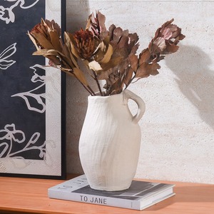 Jarrón de Cerámica Artesanal Estilo Wabi Sabi <span class=keywords><strong>con</strong></span> Textura Tallada a Mano para Flores <span class=keywords><strong>Secas</strong></span>, Decoración de Recibidor - Product Image 5