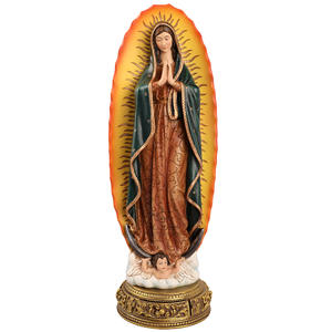 Artesanías de resina personalizadas-Base de cajón de estatua de Nuestra Señora de <span class=keywords><strong>Guadalupe</strong></span> figuras religiosas para iglesia para decoraciones navideñas - Product Image 2