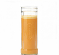 Botol Kaca Bulat Elegan Terinspirasi Bambu Sishang 420ml dengan Tutup dan Label untuk Air Mineral & Jus