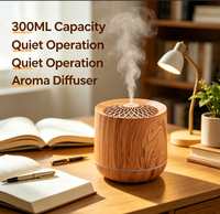 Diffuseur d'arômes ultrasonique effet bois, capacité >300ML, fonctionnement silencieux, éclairage LED écologique USB, décoration de bureau multi-scènes pour