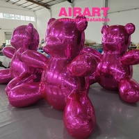 Ballon Ours Miroir Rose Brillant pour Décoration de Scène de Gala, Ours Gonflable pour Affichage d'Événements Anniversaires