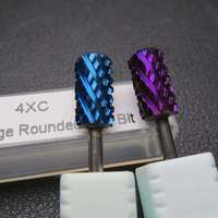 Foret à ongles en carbure lisse 4xc, finition arcoïde, violet arc-en-ciel, grandes et petites tailles, pour le gel et le retrait de poudre par immersion