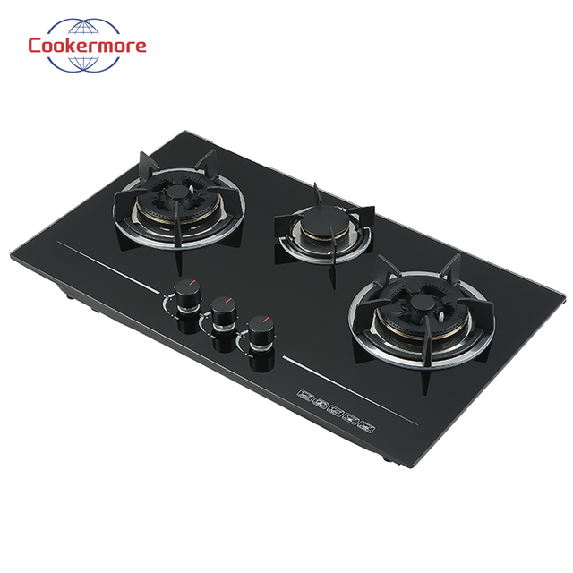 Home Kitchen Gas Cooker 3 burner Cooktop House Restaurant Use Tempered Glass Automatic Shut off Gas Stove