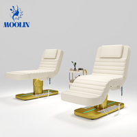 MOOLIN Mobilier de Salon de Beauté : Table de Massage Électrique Incurvée pour Soins du Visage et Extensions de Cils, Fauteuil Esthétique Inclinable à 3 Moteurs